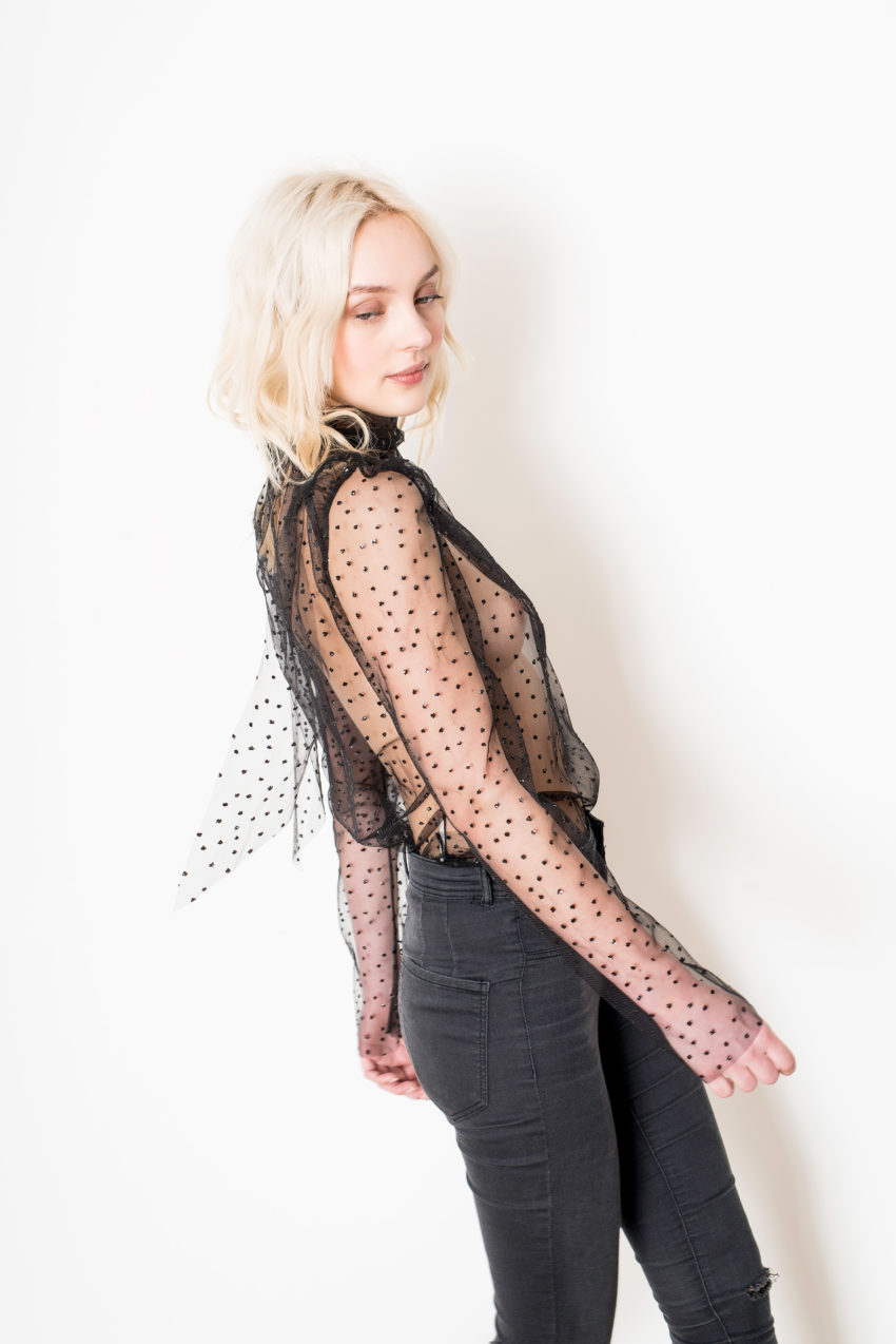 DITA BLOUSE – Mesh With Glitter Dots – 100% NYLON