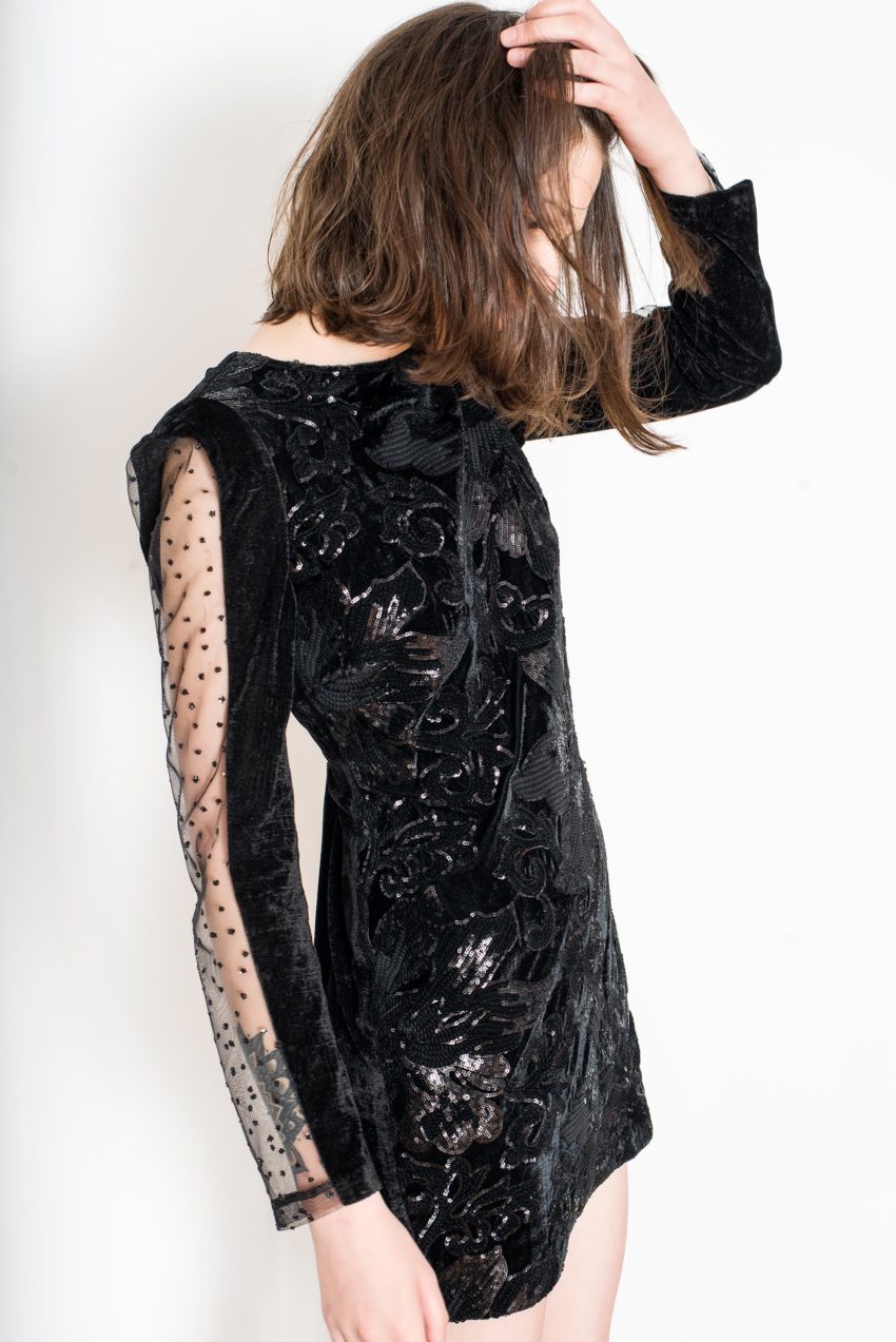 DOMINIC DRESS – Embroidered Sequins On Velvet